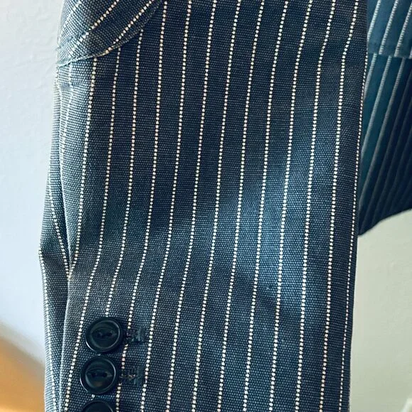 JACHS Two-Button Half-Lined Pinstripe Sportscoat